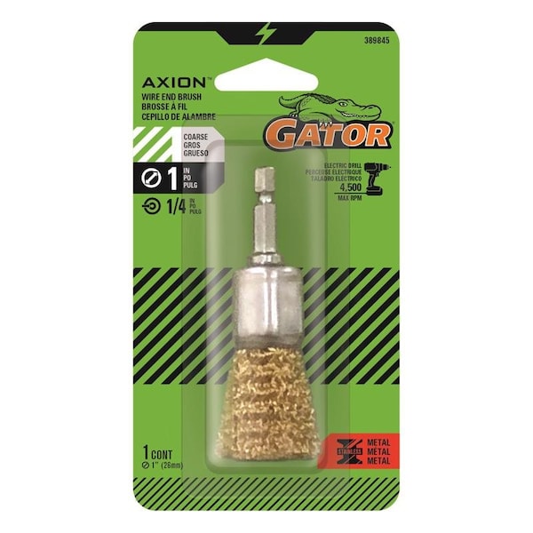 Gator Gator 1 in. Coarse Crimped End Brush Brass Coated Steel 4500 rpm 1 pc 389845 - main